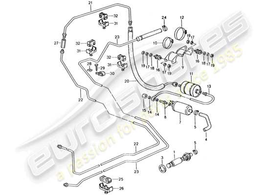 a part diagram from the Porsche 928 parts catalogue