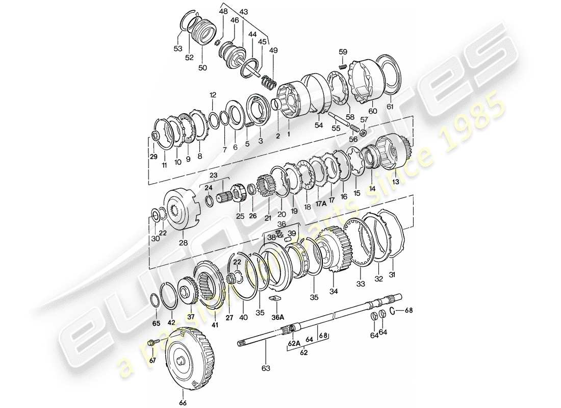 Porsche 944 (1983) TRANSMISSION PARTS - AUTOMATIC TRANSMISSION Part Diagram