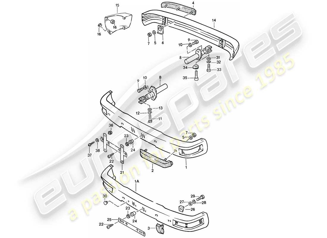 Porsche 944 (1983) BUMPER - WITH: - BUFFER Part Diagram