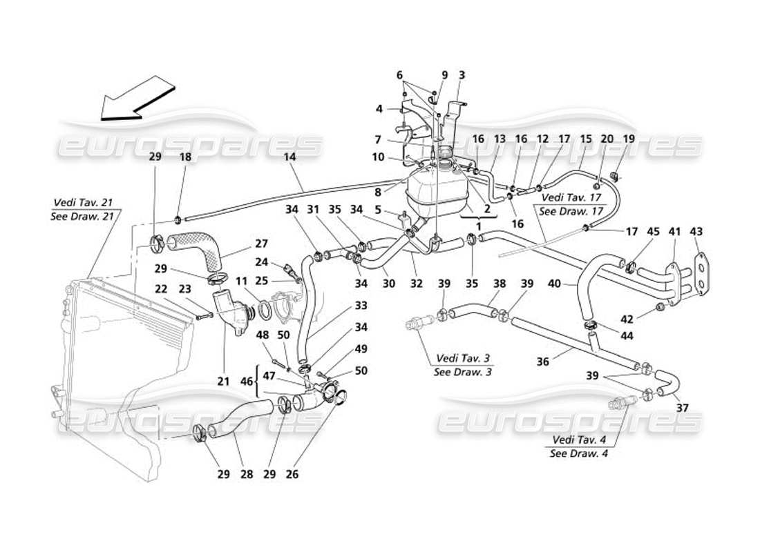 Maserati 4200 Gransport (2005) Nourice - Cooling System -Valid for GD- Parts Diagram