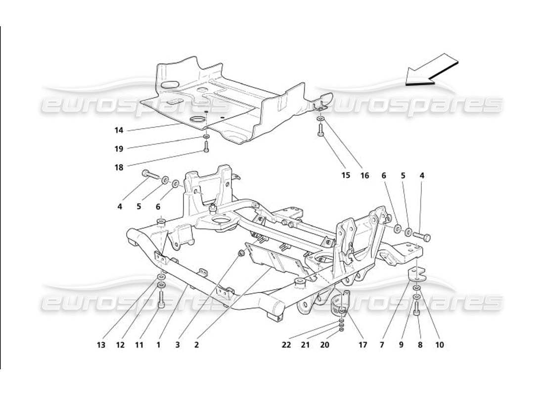 Maserati 4200 Gransport (2005) Front Under Frame and Undermotor Shields Parts Diagram