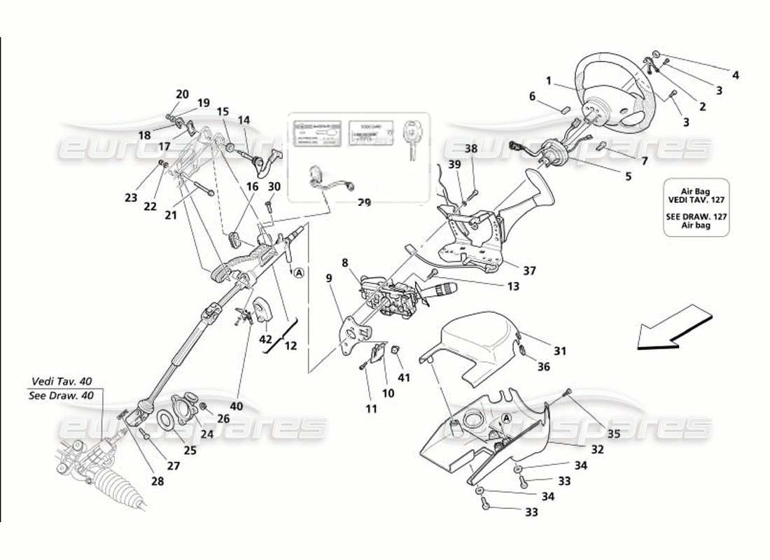 Maserati 4200 Gransport (2005) Steering Column Parts Diagram