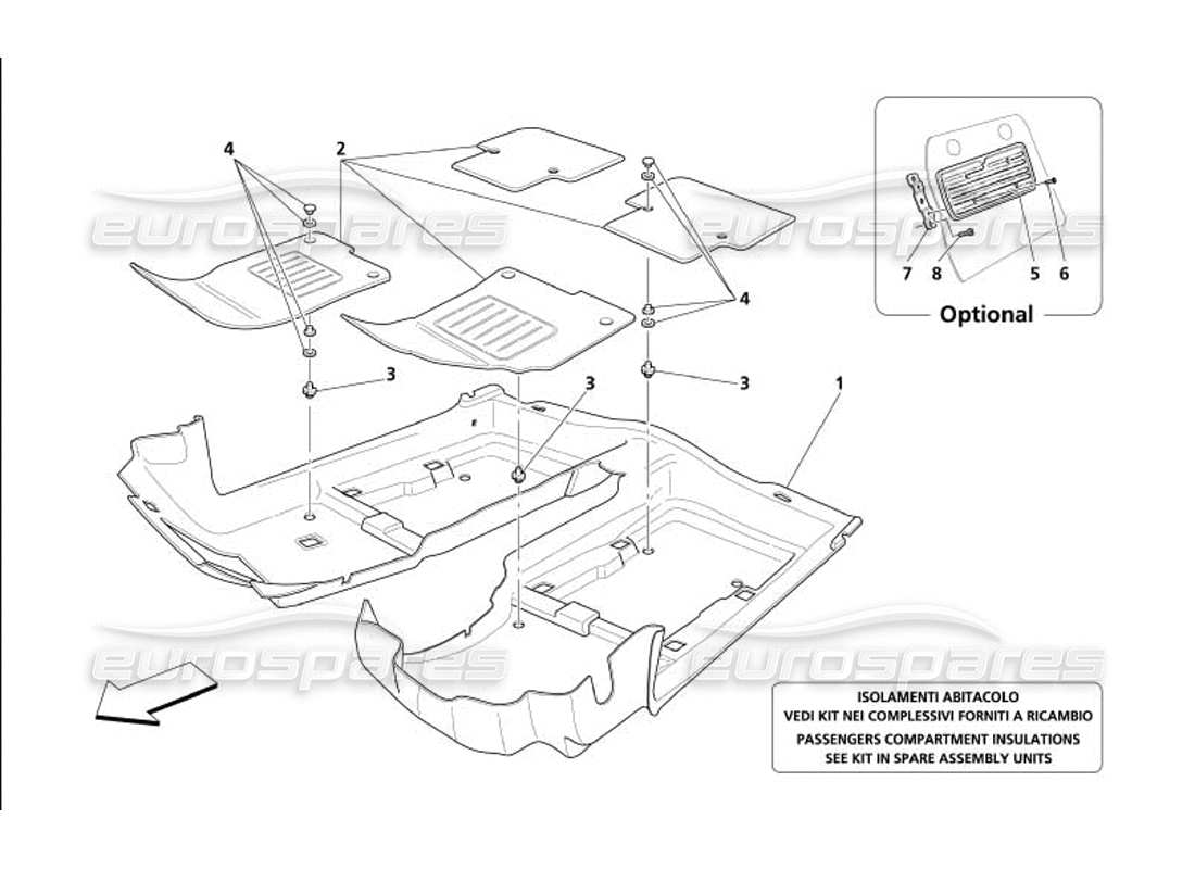 Maserati 4200 Gransport (2005) passengers compartment carpets Parts Diagram