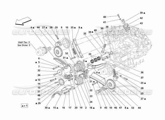 a part diagram from the Maserati 4200 Gransport (2005) parts catalogue