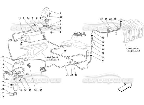 a part diagram from the Maserati 4200 parts catalogue