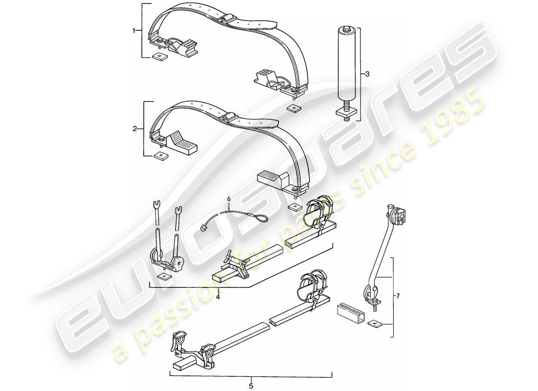 Porsche 944 (1986) ROOF TRANSPORT SYSTEM Part Diagram