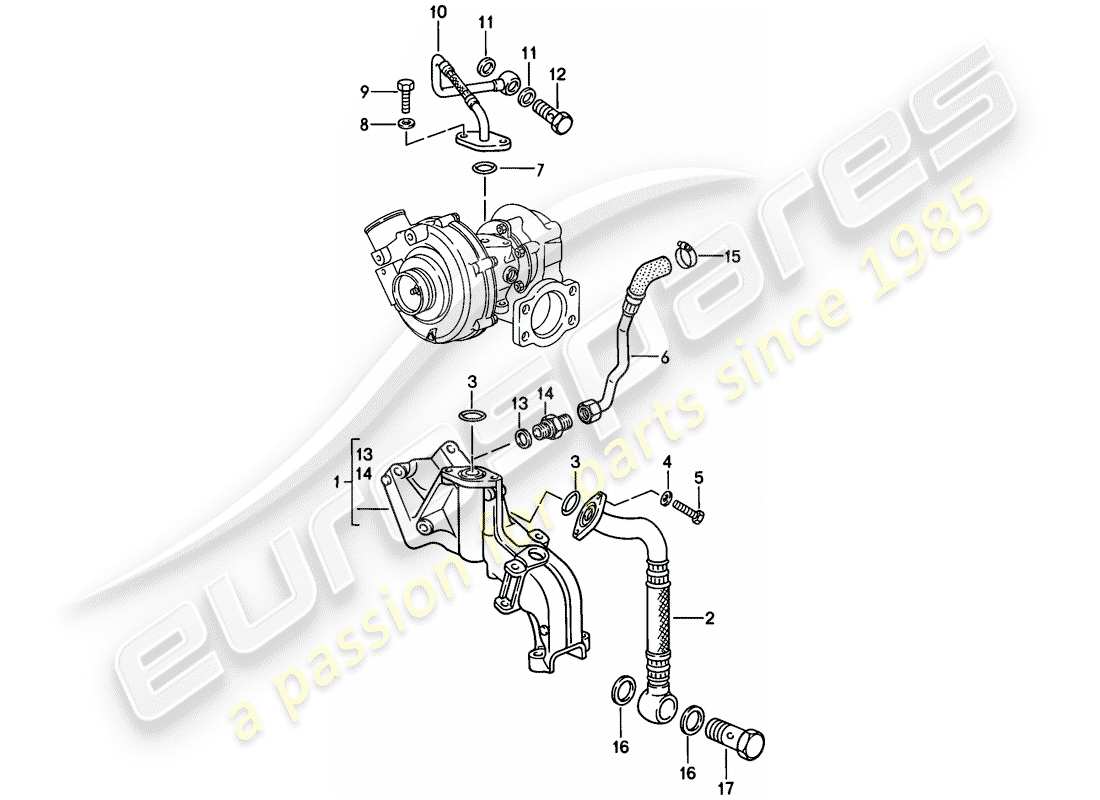 Porsche 944 (1986) engine lubrication - - exhaust gas turbocharger Part Diagram