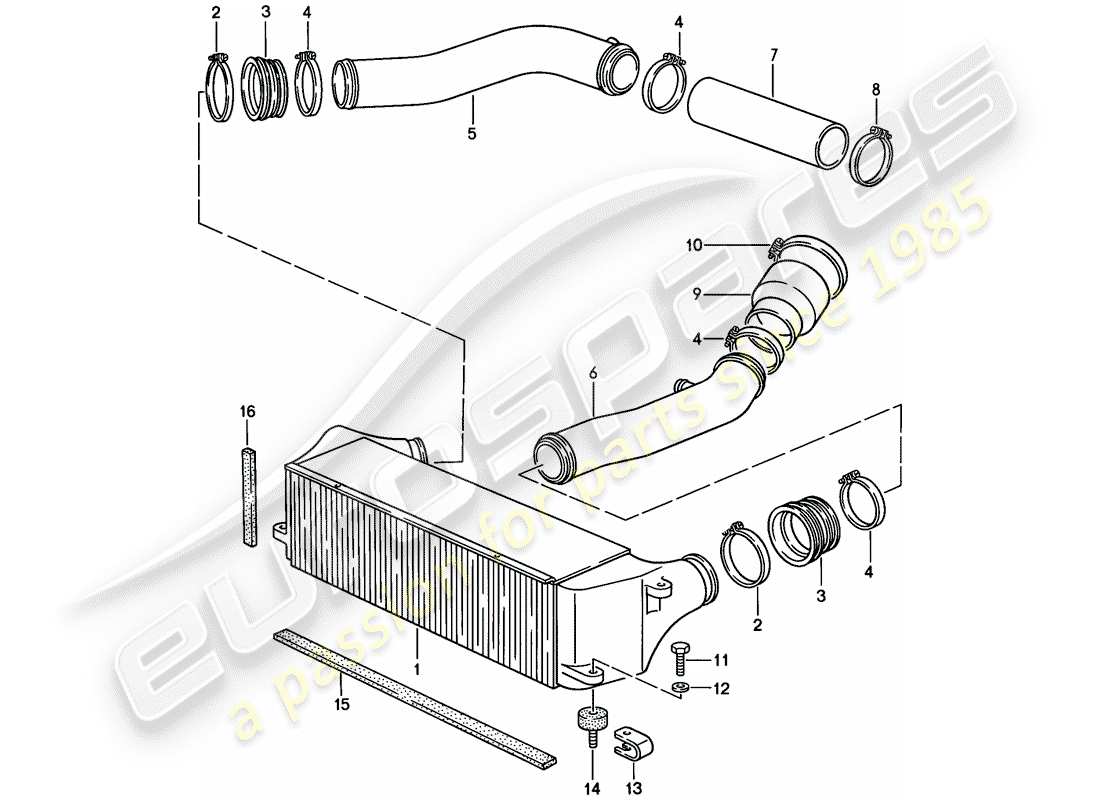 Porsche 944 (1986) CHARGE AIR COOLER Part Diagram