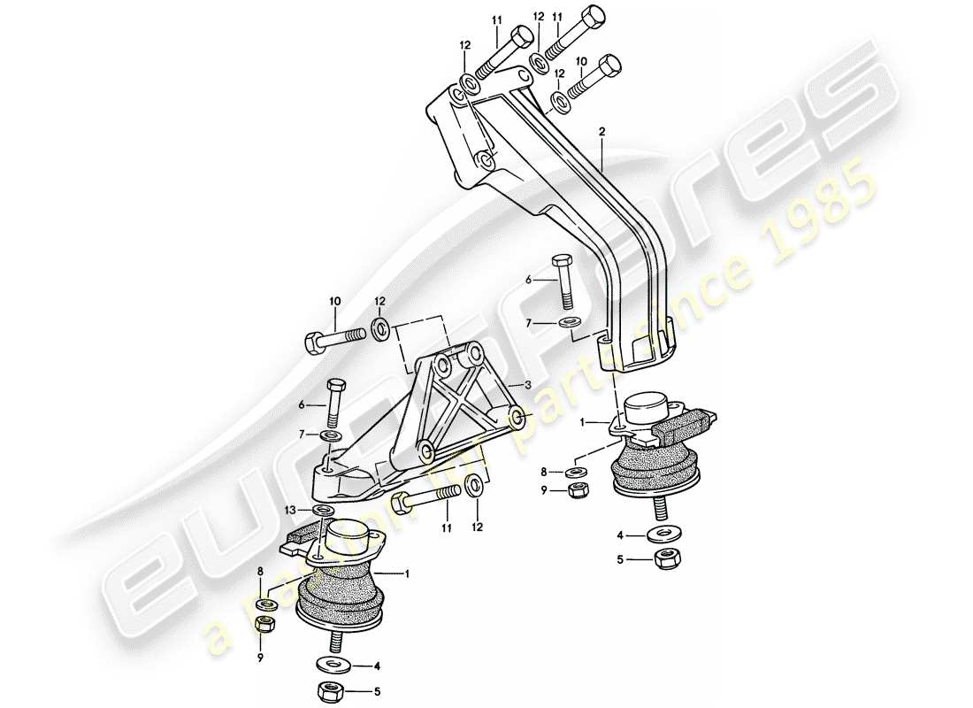 Porsche 944 (1986) engine suspension Part Diagram