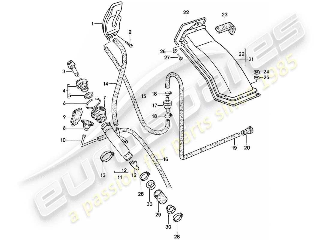 Porsche 944 (1986) FILLER NECK Part Diagram