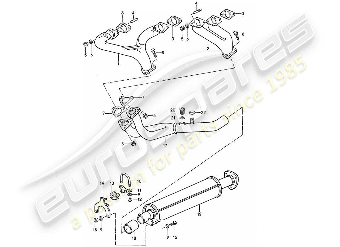 Porsche 944 (1986) EXHAUST SYSTEM - EXHAUST SILENCER, FRONT Part Diagram