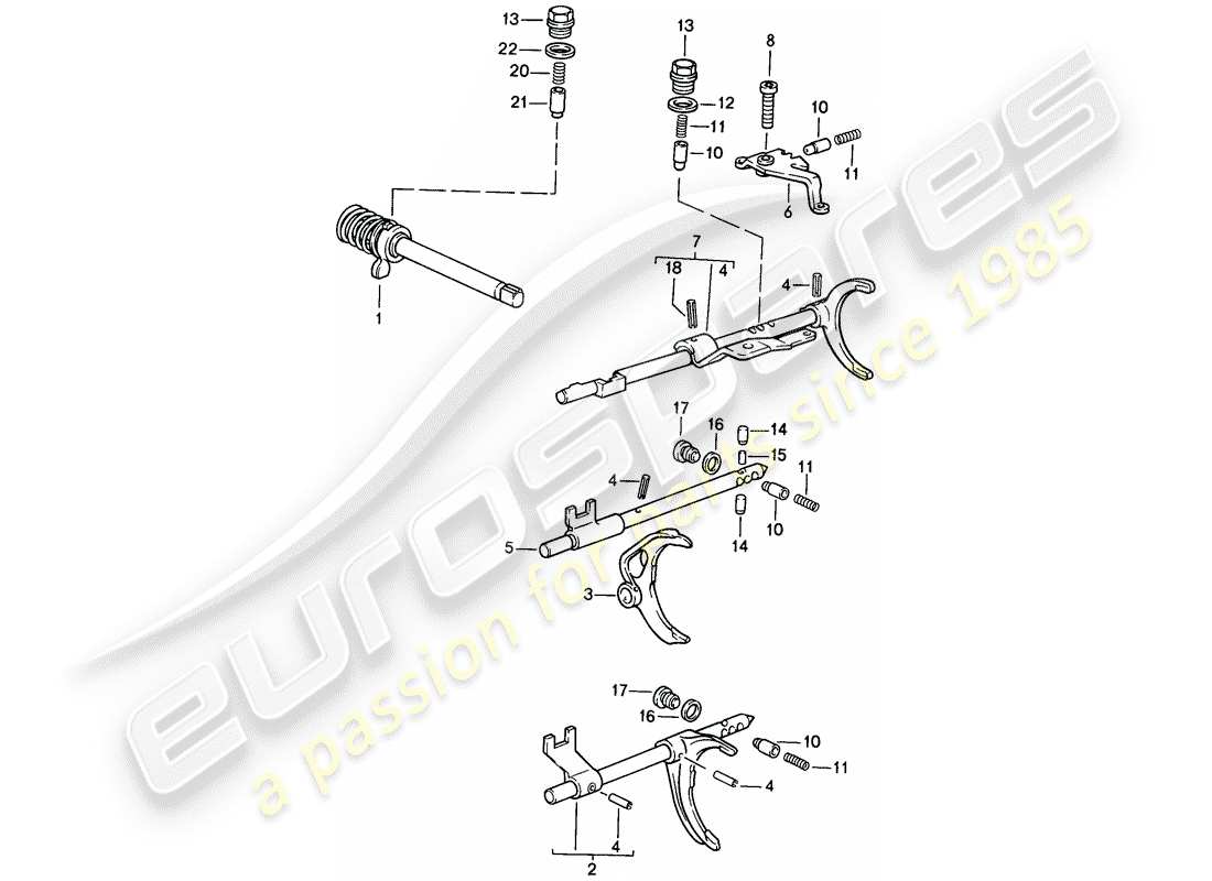 Porsche 944 (1986) transmission control - manual gearbox Part Diagram