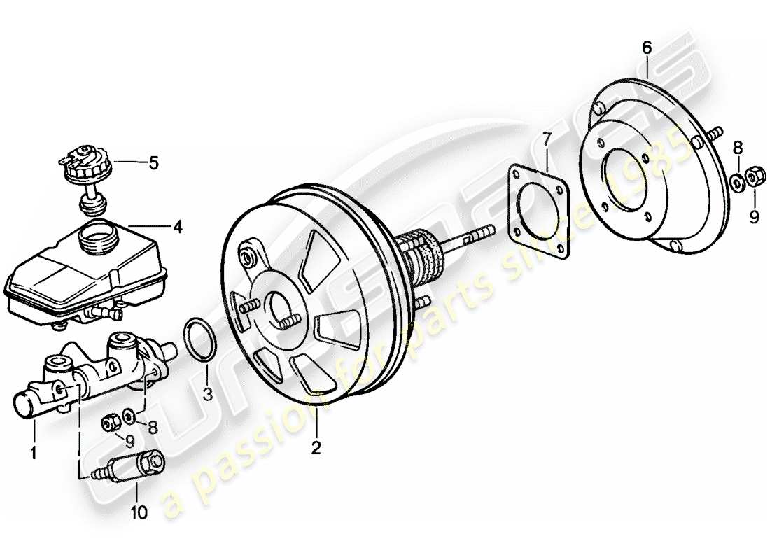 Porsche 944 (1986) BRAKE MASTER CYLINDER - BRAKE BOOSTER - RESERVOIR - -ABS- Part Diagram