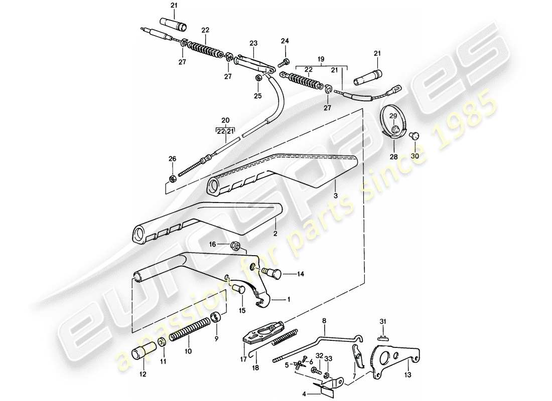 Porsche 944 (1986) HAND BRAKE LEVER Part Diagram