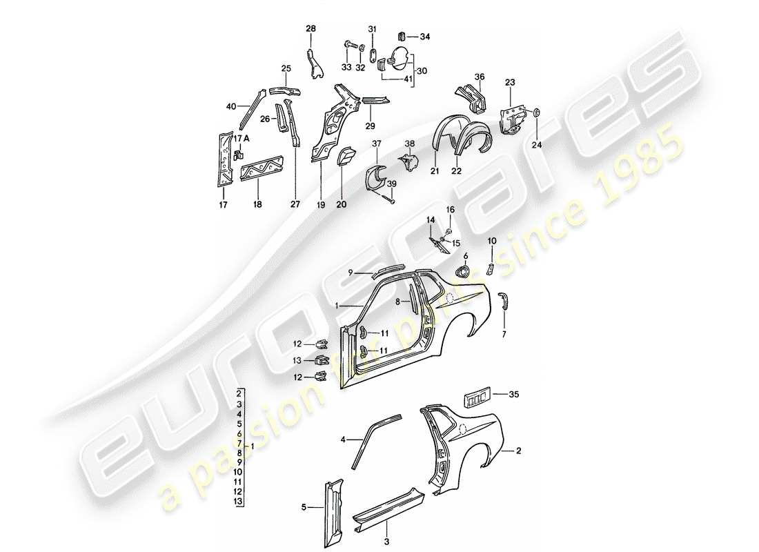 Porsche 944 (1986) SIDE PANEL Part Diagram