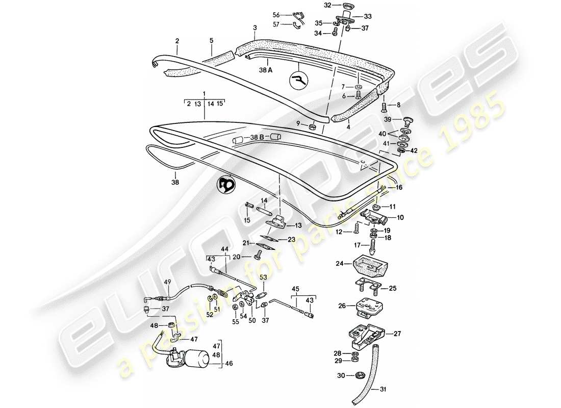 Porsche 944 (1986) REAR TRUNK LID - REAR SPOILER Part Diagram