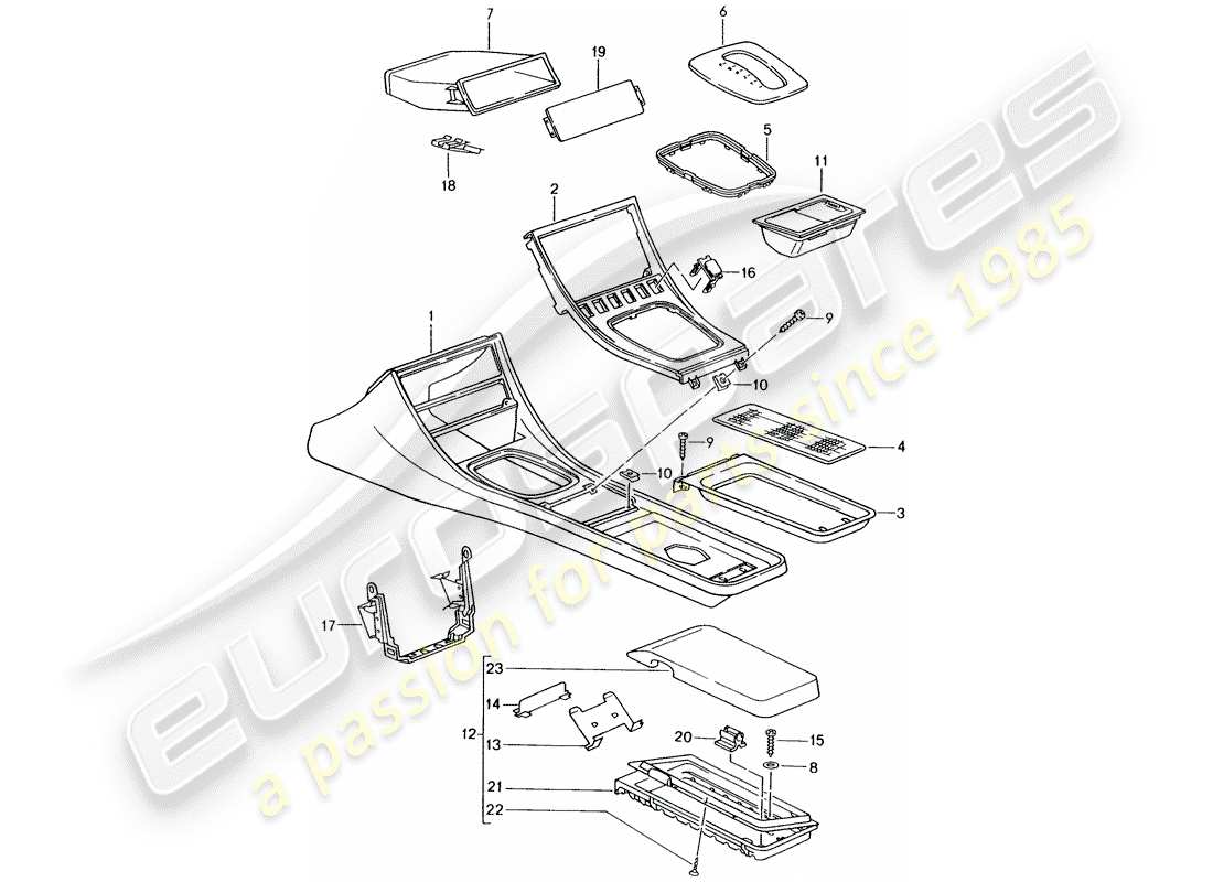 Porsche 944 (1986) CASSETTE HOLDER - CENTER CONSOLE Part Diagram