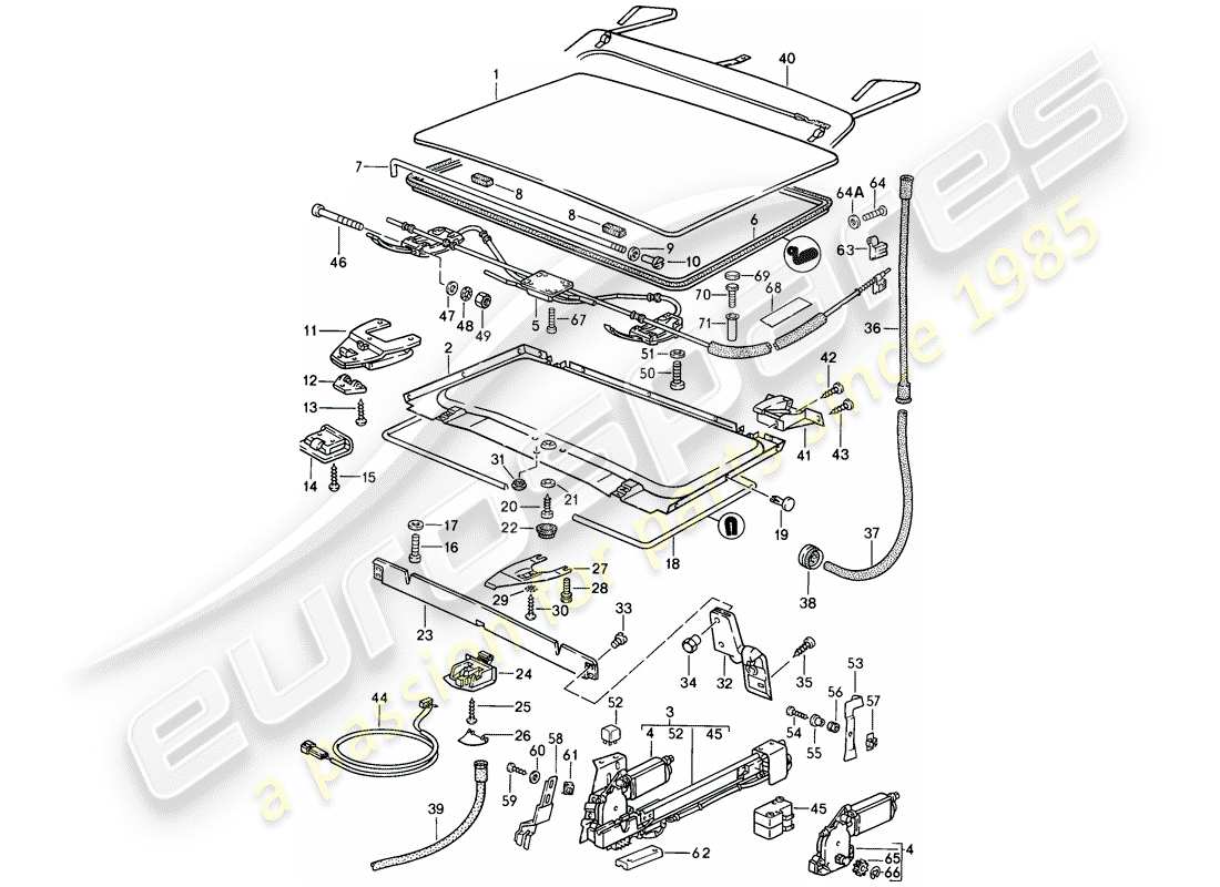 Porsche 944 (1986) LIFTING ROOF Part Diagram