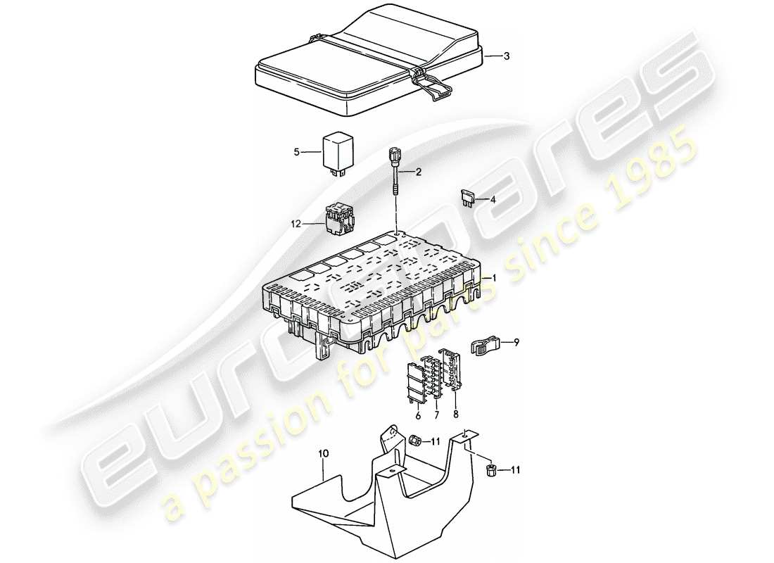 Porsche 944 (1986) fuse box/relay plate Part Diagram