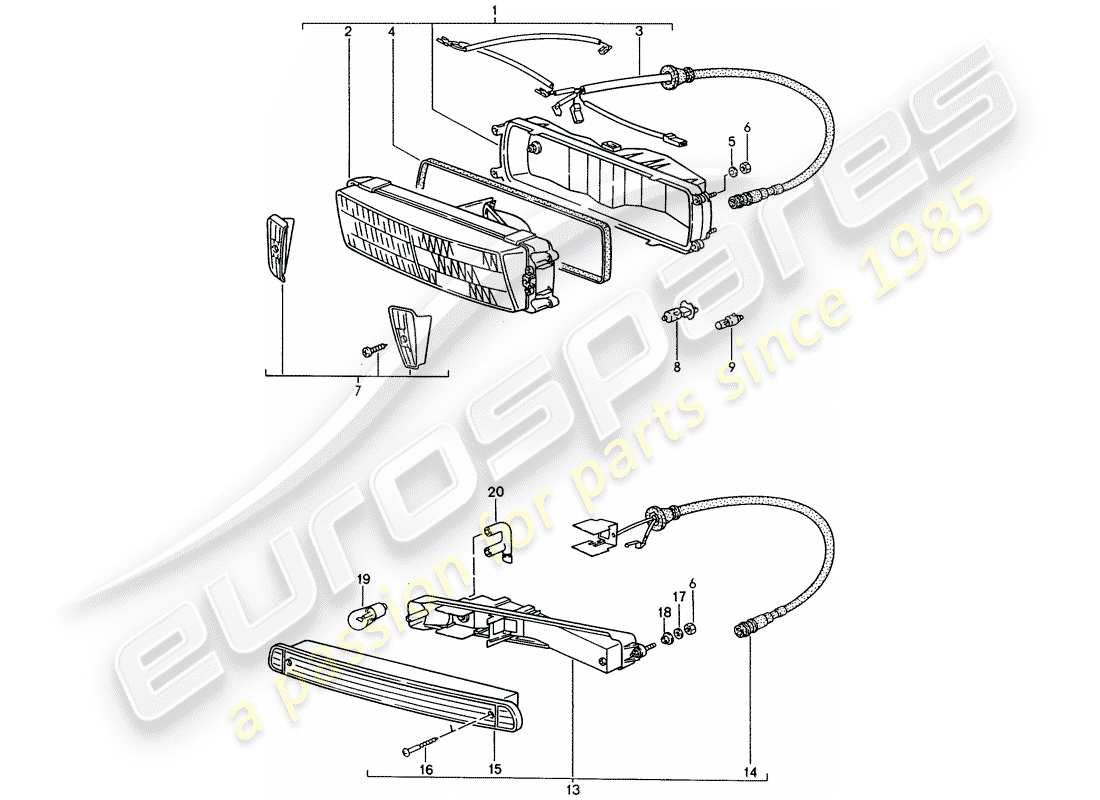 Porsche 944 (1986) ADDITIONAL HEADLIGHT - TURN SIGNAL Part Diagram