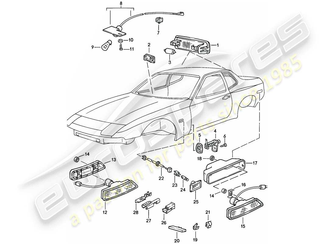 Porsche 944 (1986) INTERIOR LIGHT - TURN SIGNAL REPEATER Part Diagram