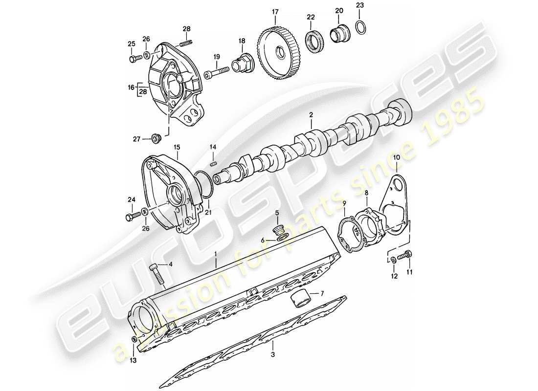 Porsche 944 (1987) camshaft housing - - camshaft Part Diagram