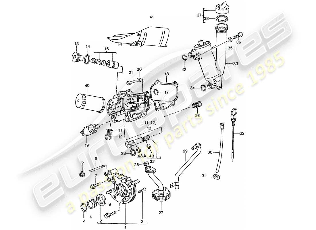 Porsche 944 (1987) Engine Lubrication Part Diagram