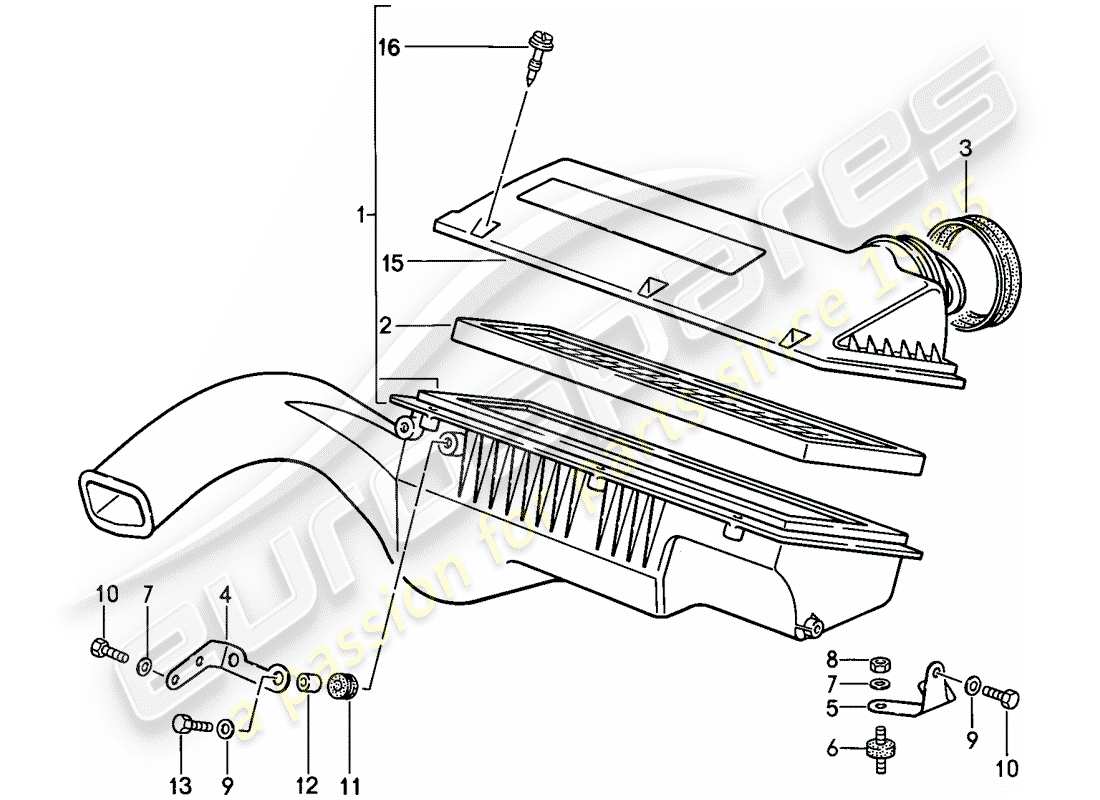 Porsche 944 (1987) air cleaner system Part Diagram