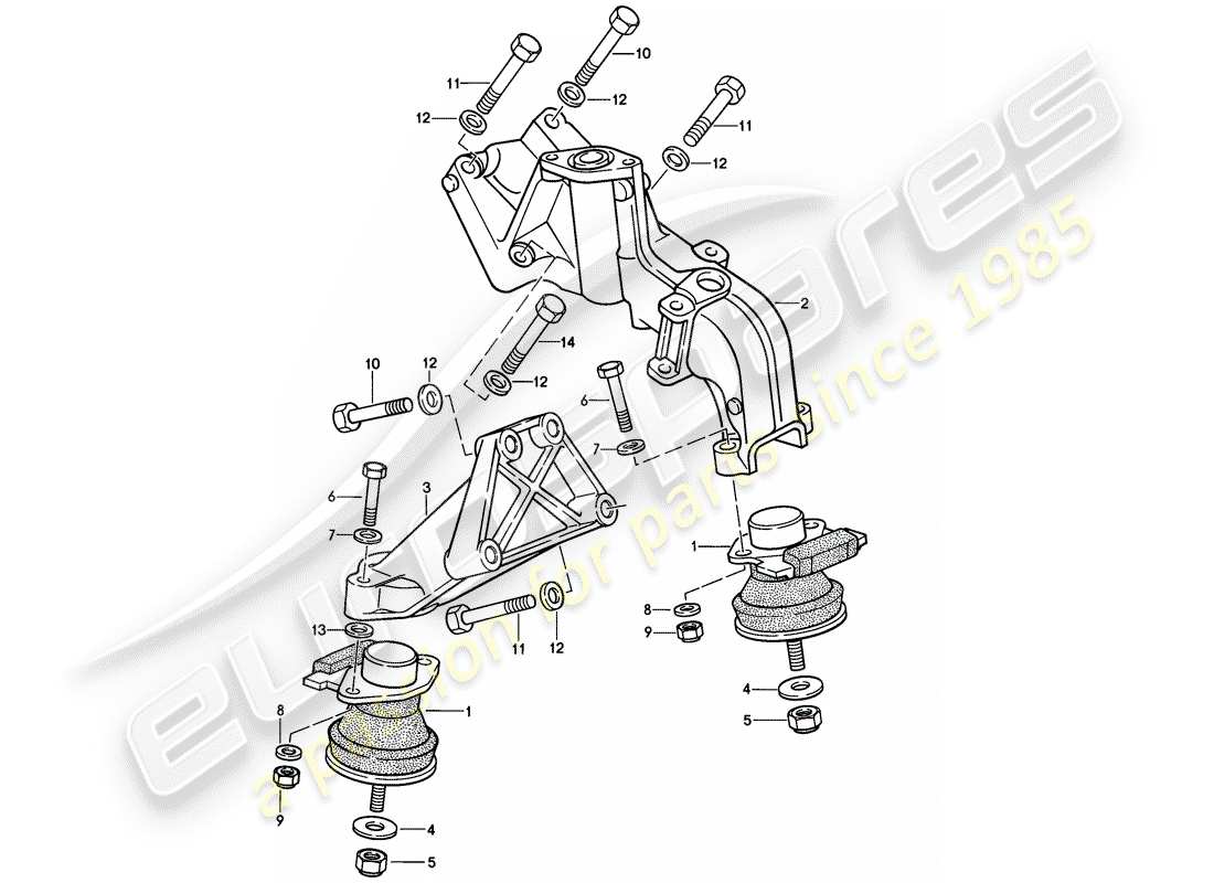 Porsche 944 (1987) engine suspension Part Diagram