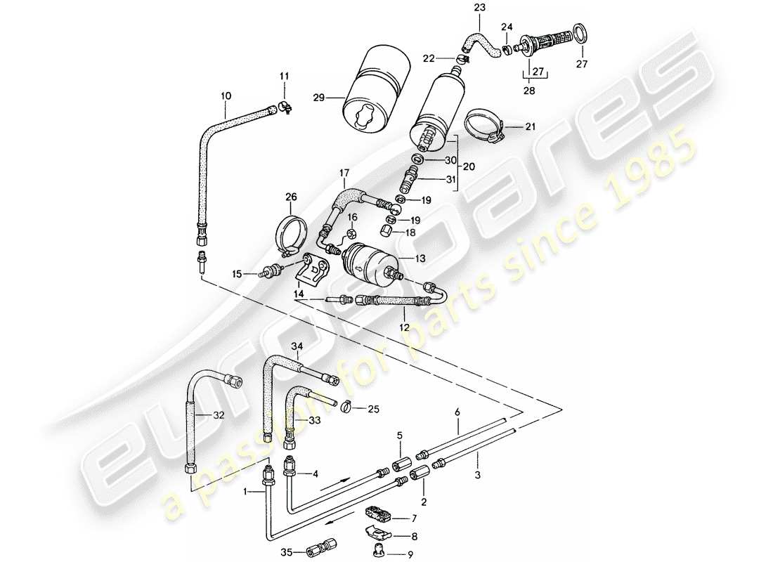 Porsche 944 (1987) fuel system Part Diagram