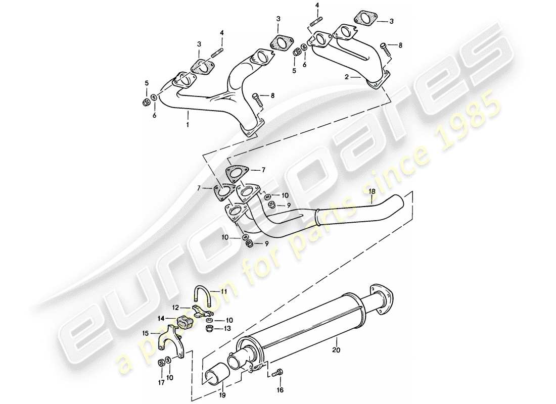 Porsche 944 (1987) EXHAUST SYSTEM - EXHAUST SILENCER, FRONT Part Diagram