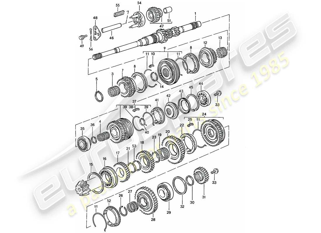 Porsche 944 (1987) GEARS AND SHAFTS - MANUAL GEARBOX Part Diagram