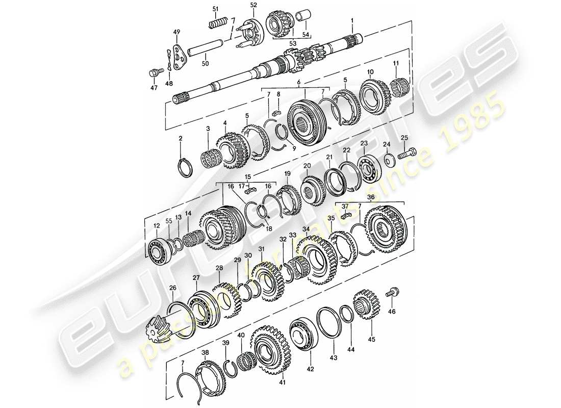 Porsche 944 (1987) GEARS AND SHAFTS - MANUAL GEARBOX Part Diagram