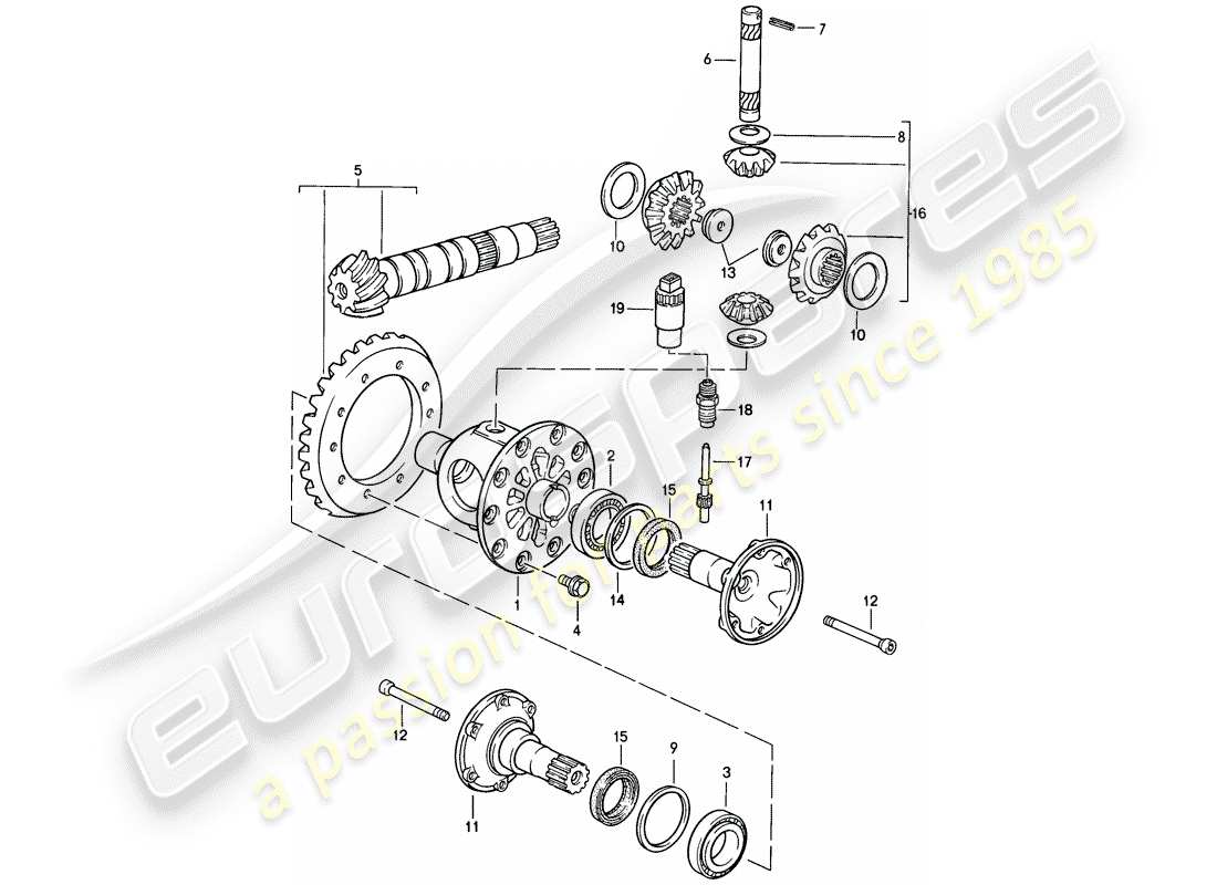 Porsche 944 (1987) DIFFERENTIAL - MANUAL GEARBOX Part Diagram