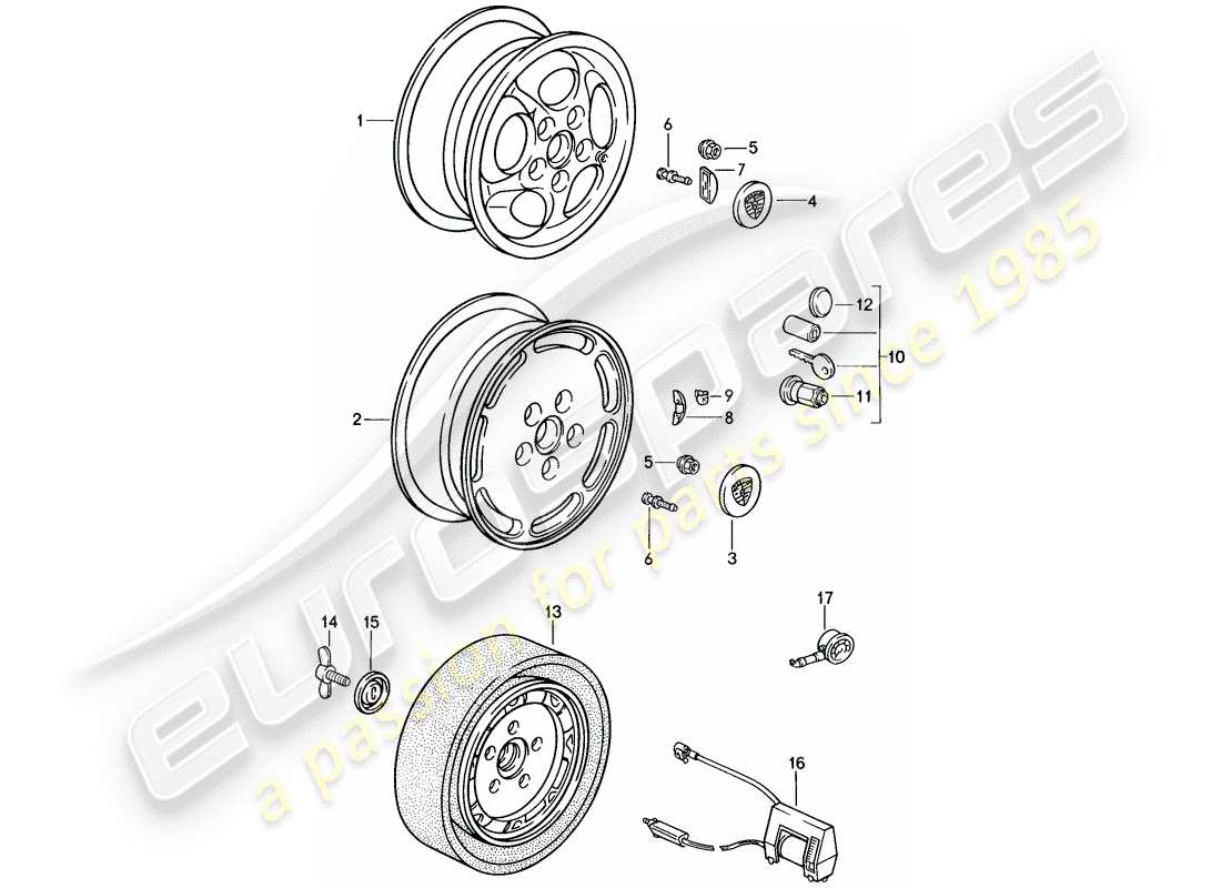 Porsche 944 (1987) DISC WHEEL - D - MJ 1987>> Part Diagram