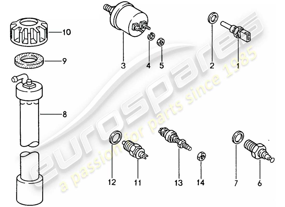 Porsche 944 (1987) SWITCH - AND - SENSOR Part Diagram