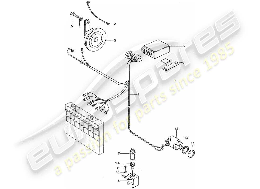 Porsche 944 (1987) ALARM SYSTEM Part Diagram