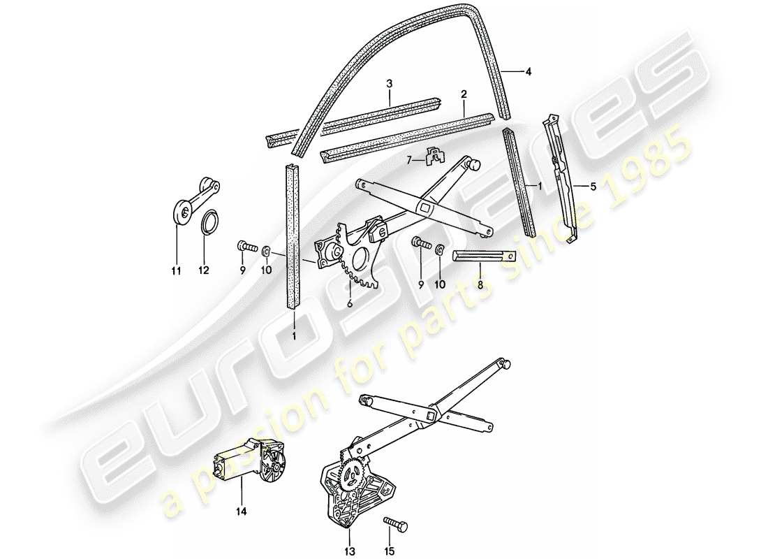 Porsche 944 (1988) WINDOW REGULATOR - GLASS CHANNEL Part Diagram