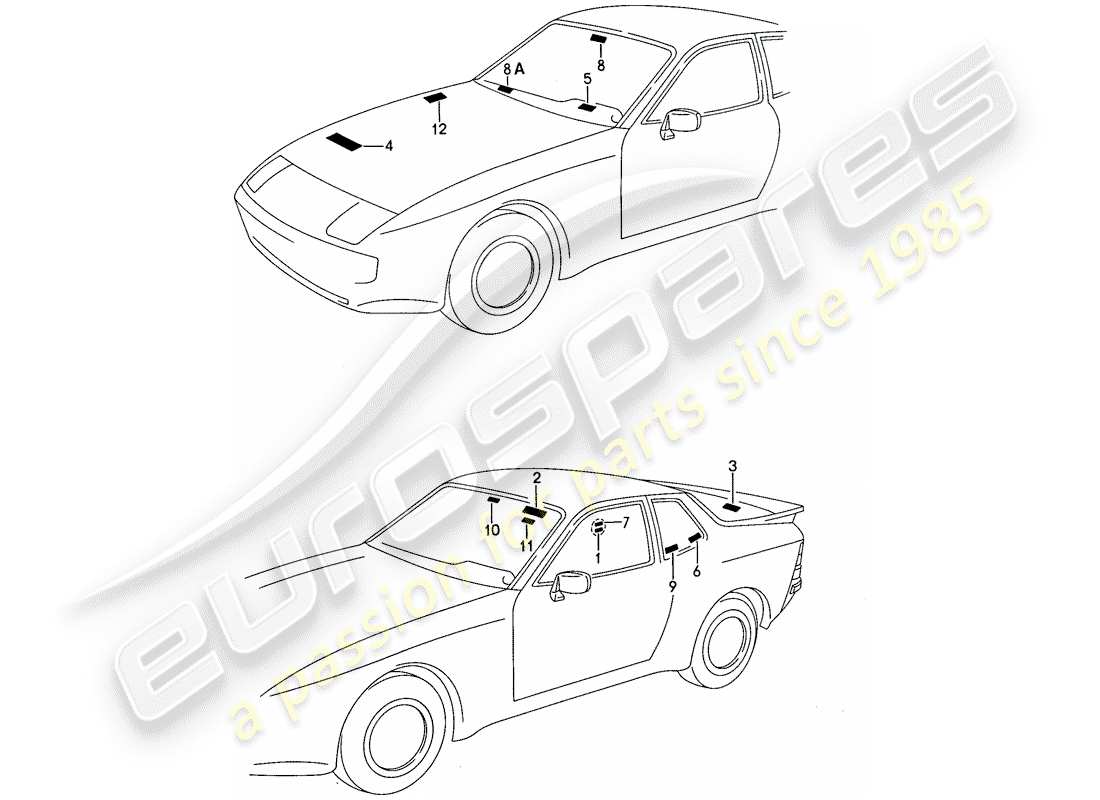 Porsche 944 (1989) signs/notices Part Diagram