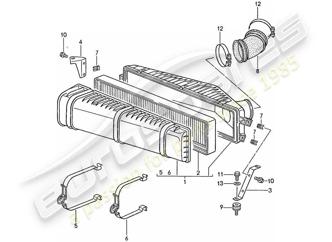 Porsche 944 (1989) air cleaner system Part Diagram