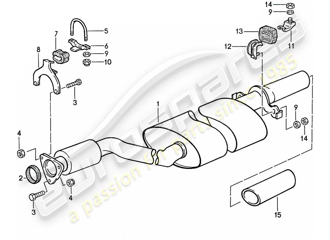 Porsche 944 (1989) EXHAUST SYSTEM - EXHAUST SILENCER, REAR Part Diagram