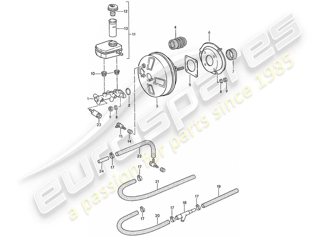 Porsche 944 (1989) BRAKE MASTER CYLINDER - BRAKE BOOSTER - RESERVOIR - D >> - MJ 1990 Part Diagram