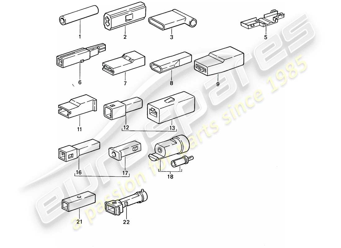 Porsche 944 (1989) BUTT CONNECTOR - CONNECTOR HOUSING - SINGLE POLE Part Diagram