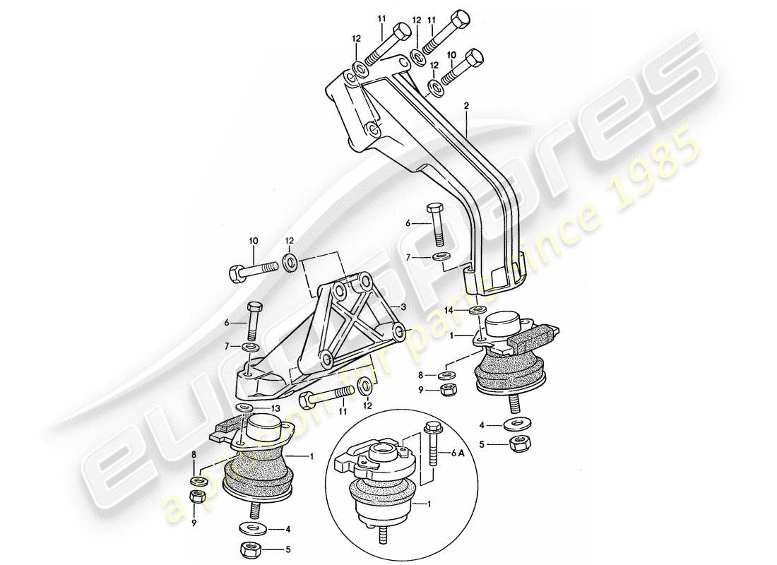 Porsche 944 (1990) engine suspension Part Diagram