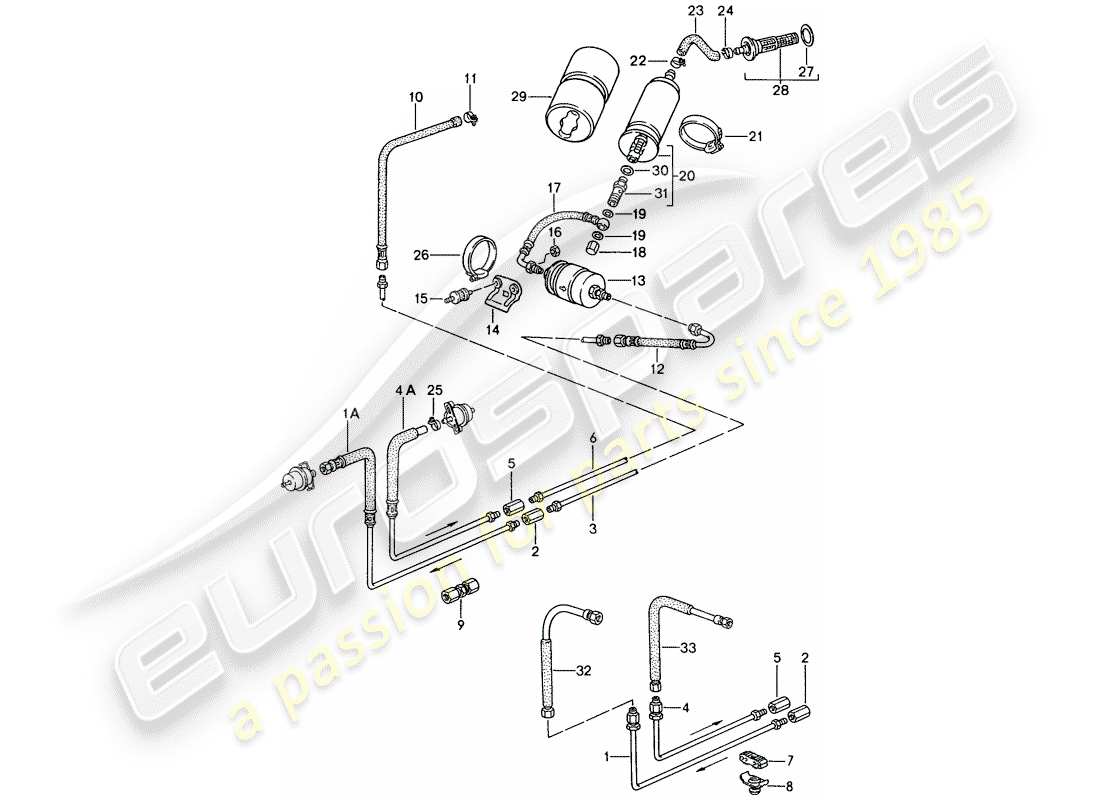 Porsche 944 (1990) fuel system Part Diagram