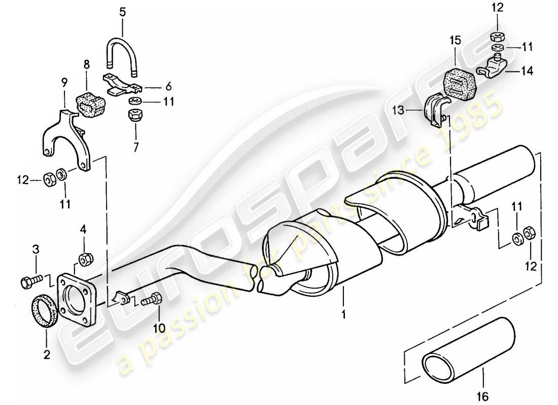 Porsche 944 (1990) EXHAUST SYSTEM - EXHAUST SILENCER, REAR Part Diagram