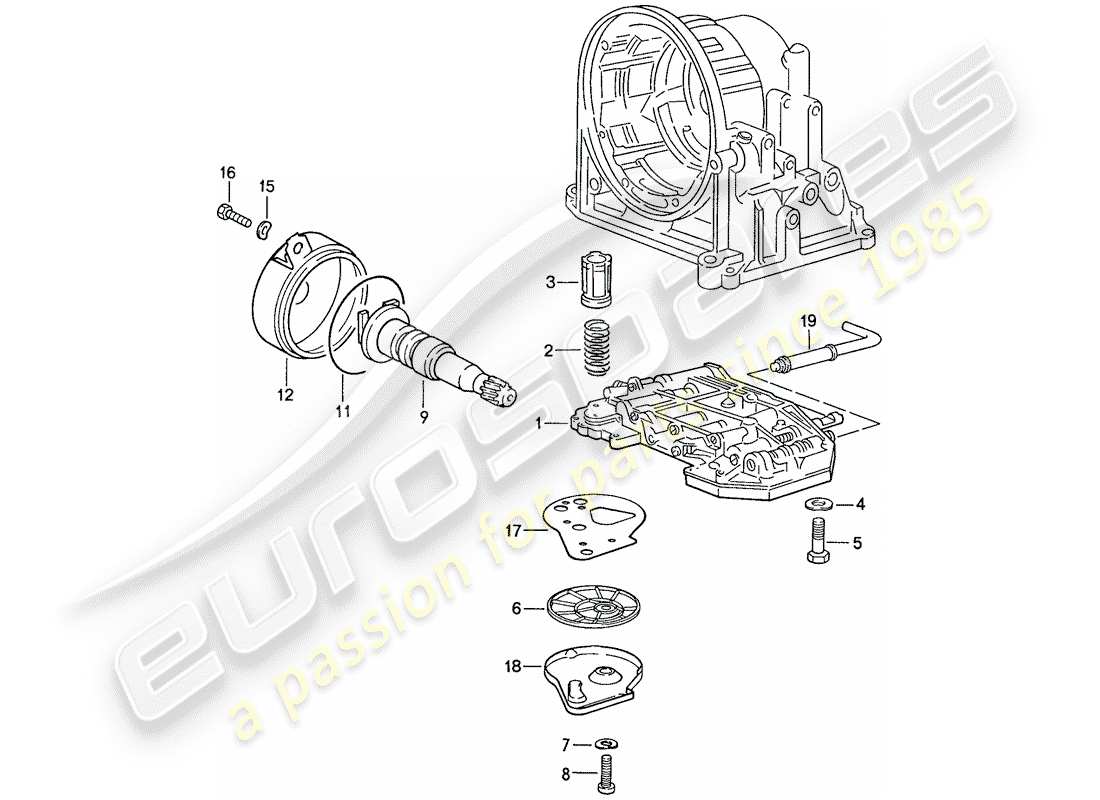 Porsche 944 (1990) VALVE BODY - OIL STRAINER - GOVERNOR - FOR - AUTOMATIC TRANSMISSION - D >> - MJ 1989 Part Diagram