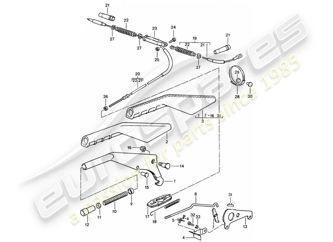 Porsche 944 (1990) HAND BRAKE LEVER Part Diagram