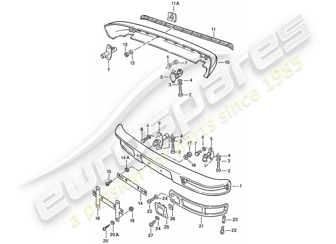 Porsche 944 (1990) BUMPER - WITHOUT: - BUFFER Part Diagram