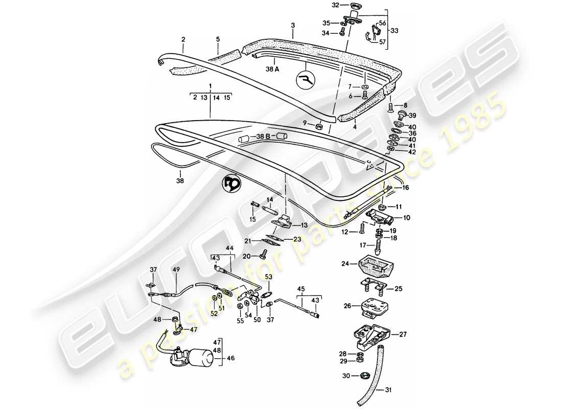 Porsche 944 (1990) REAR TRUNK LID - REAR SPOILER - D >> - MJ 1990 Part Diagram